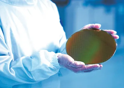 Silicon wafer being processed